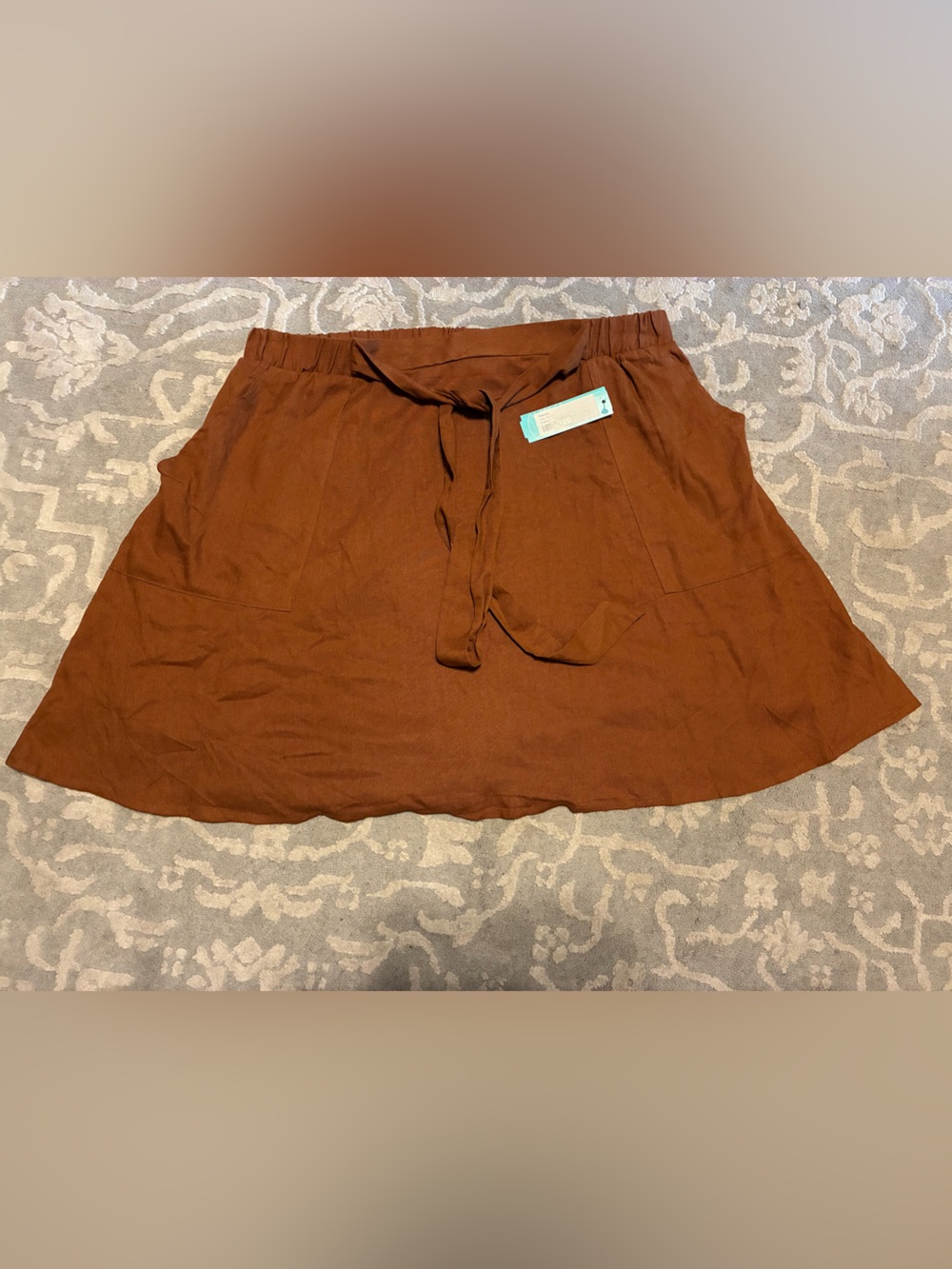 Kaileigh Burnt Orange Elastic-Waist Skirt